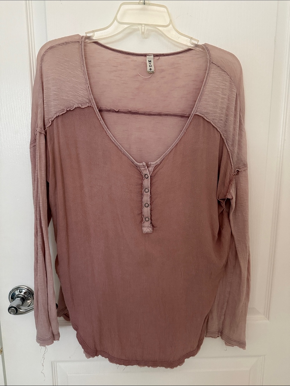 Free People Woven Henley Long-Sleeve Top - Dusty Rose